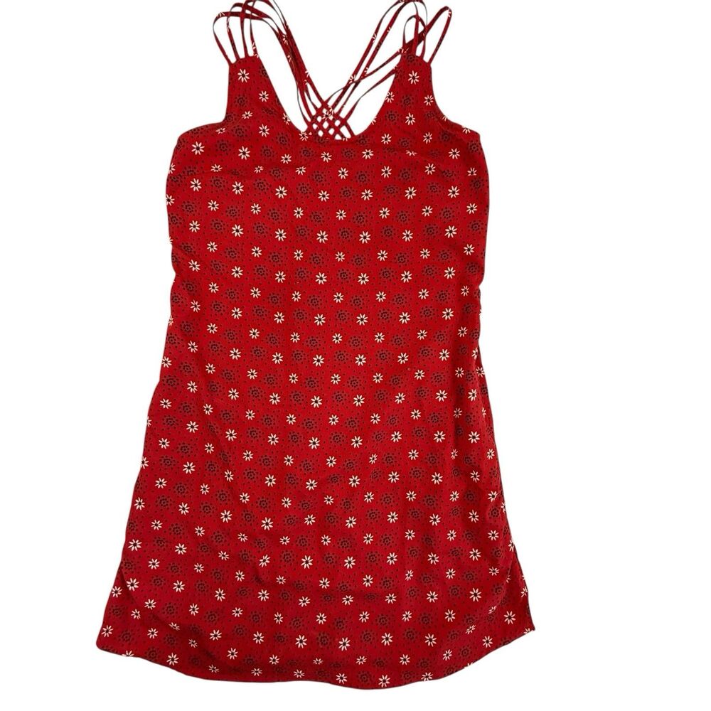 Mountain Khakis Emma Mini Dress Women XS Red Lined Strappy Floral Festival